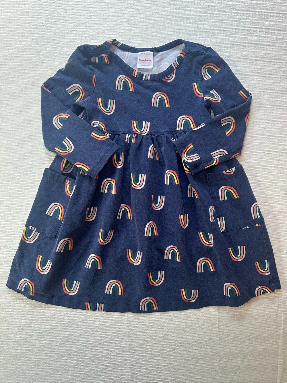 Hanna Andersson Girls Size 3T Navy Rainbow Cotton Dress